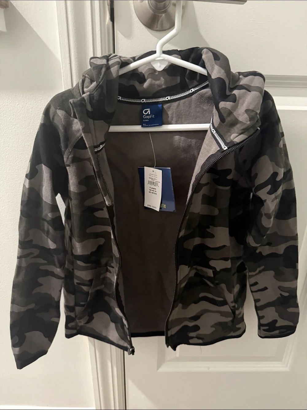 GAP Kids Black & Gray Camo Zip Hoodie